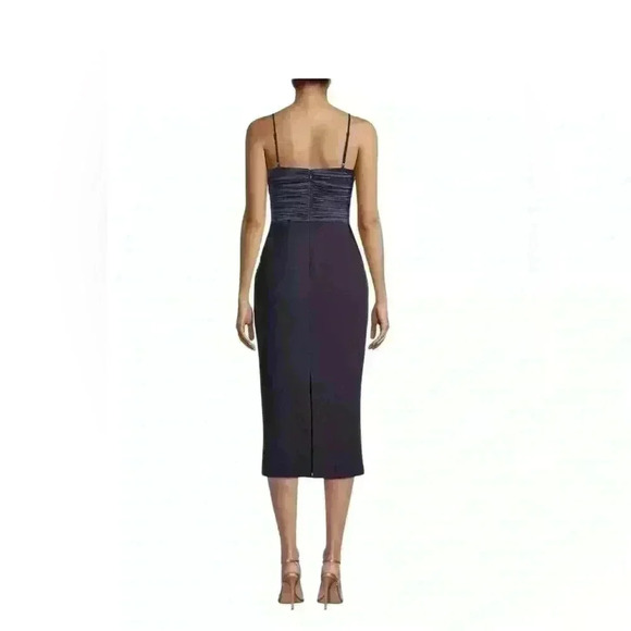 Likely Navy Blue Steph Ruched Satin & Crepe Midi-Dress - Picture 3 of 12